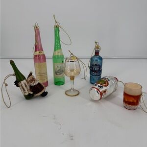 Night Sky Vodka Shaker Wine Bottle Glass SCF  Christmas Ornament 1"-6" Lot Of 7
